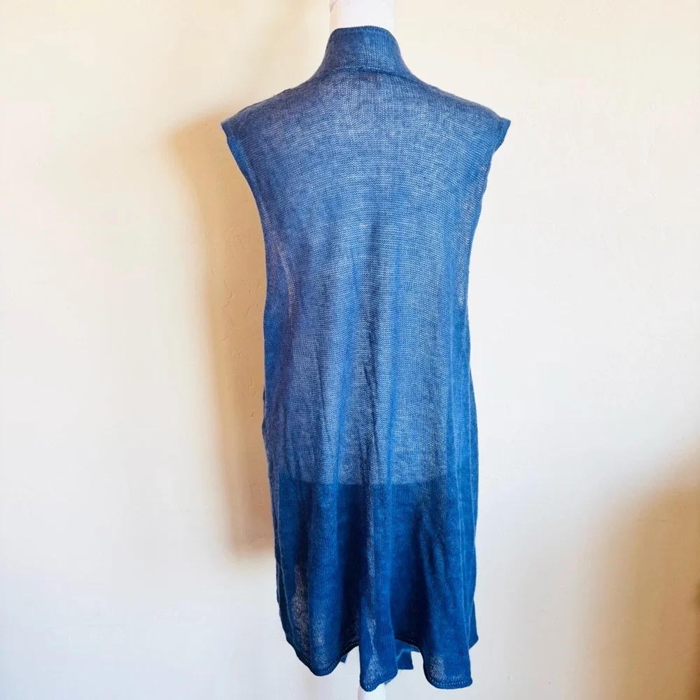 Chico’s Soft Knit Blue Sleeveless Duster Cardigan - Picture 4 of 5